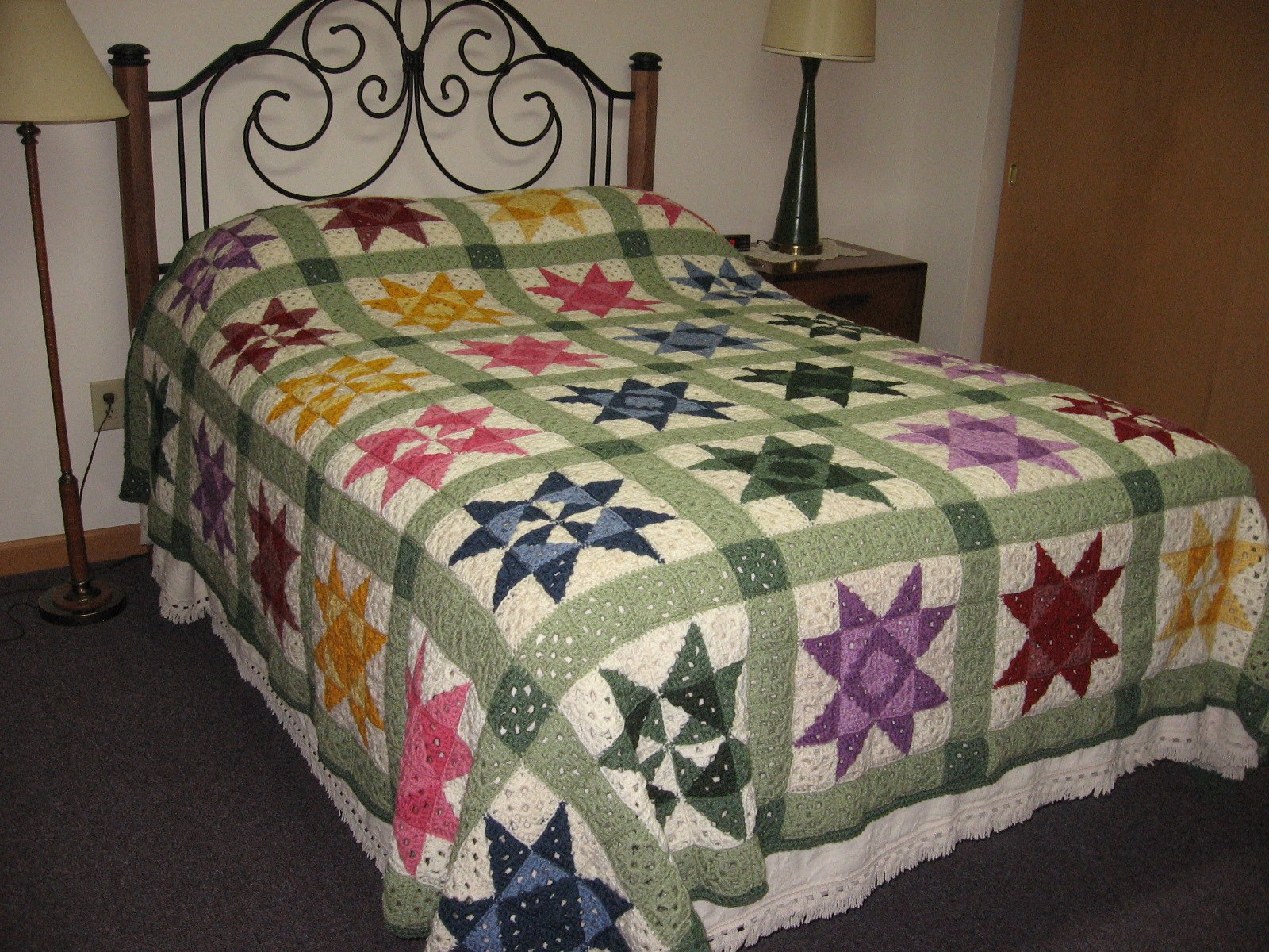 Star Motif Granny Square Bedspread Crochet Kingdom