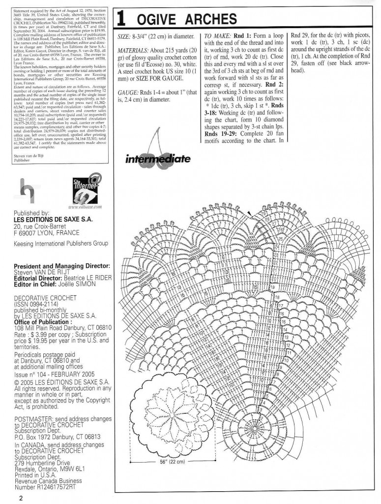 ogive arches croceht doily pattern 1