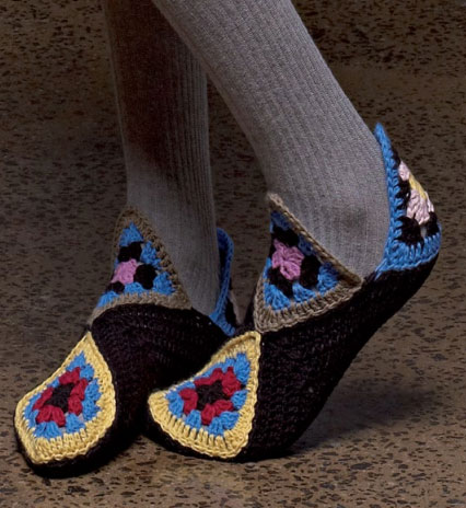crochet square slippers