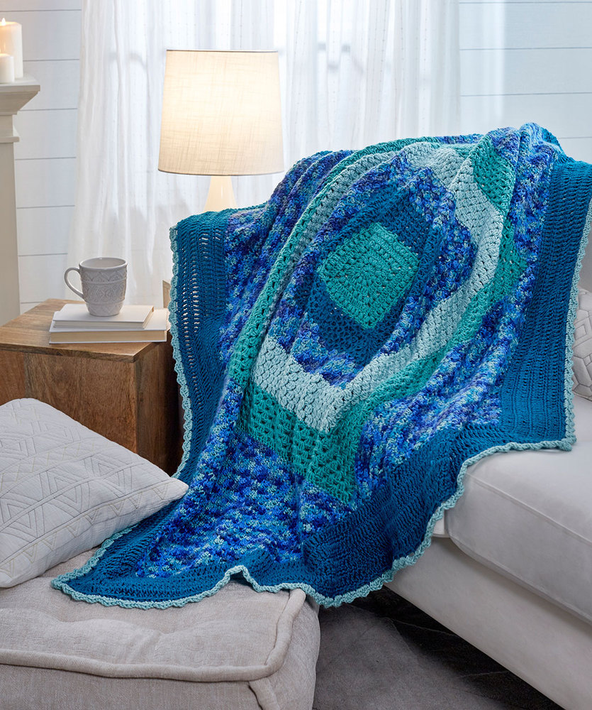 Sea Glass Throw Free Granny Square Blanket Pattern