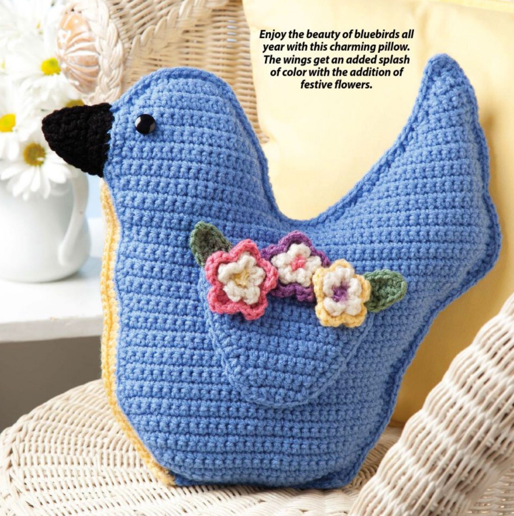 Crochet Pillow - Bluebird