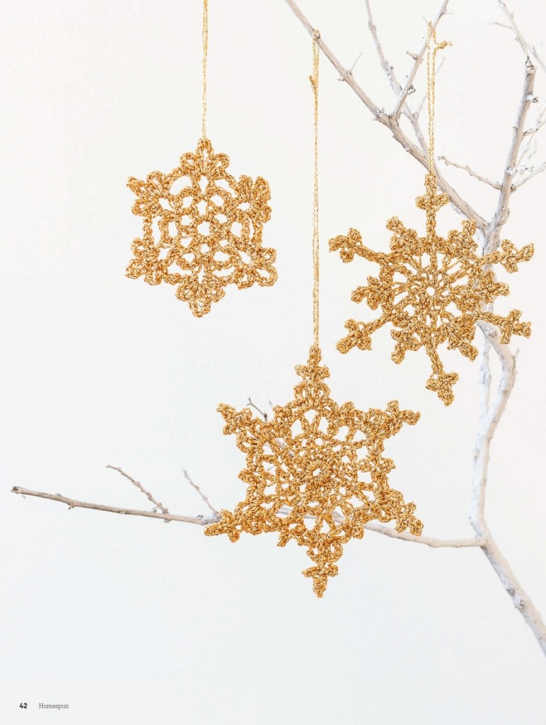 Gold Snowflake Crochet Christmas Ornament