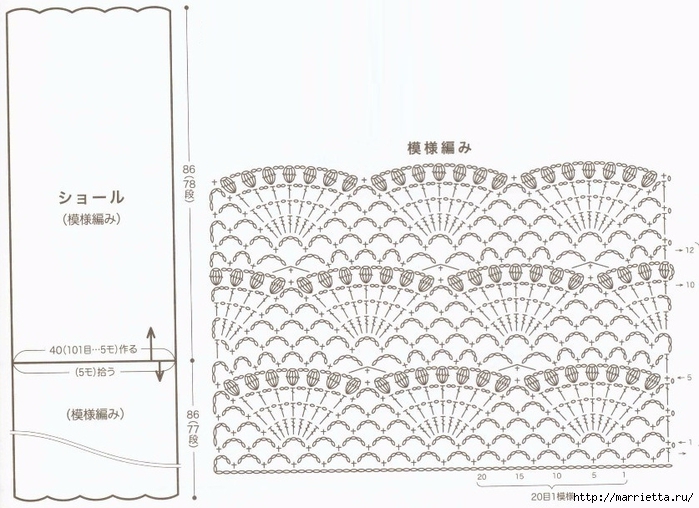Large Fan Stitch Shawl Crochet Pattern ⋆ Crochet Kingdom