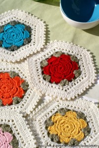 Flower hexagon crochet motif - Diagram ONLY ⋆ Crochet Kingdom