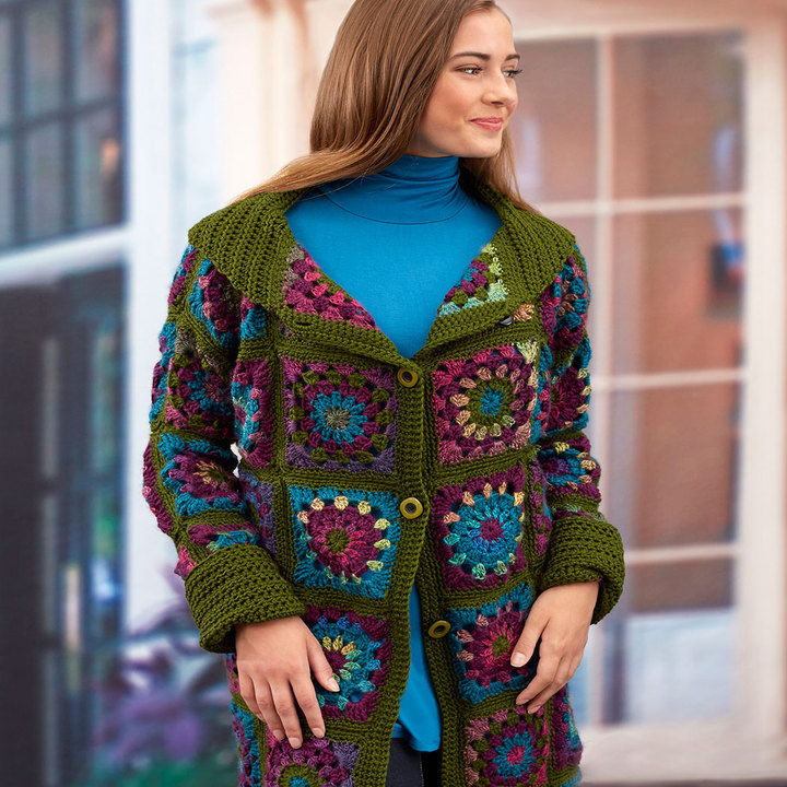 Granny Square Coat Free Crochet Patterns ⋆ Crochet Kingdom