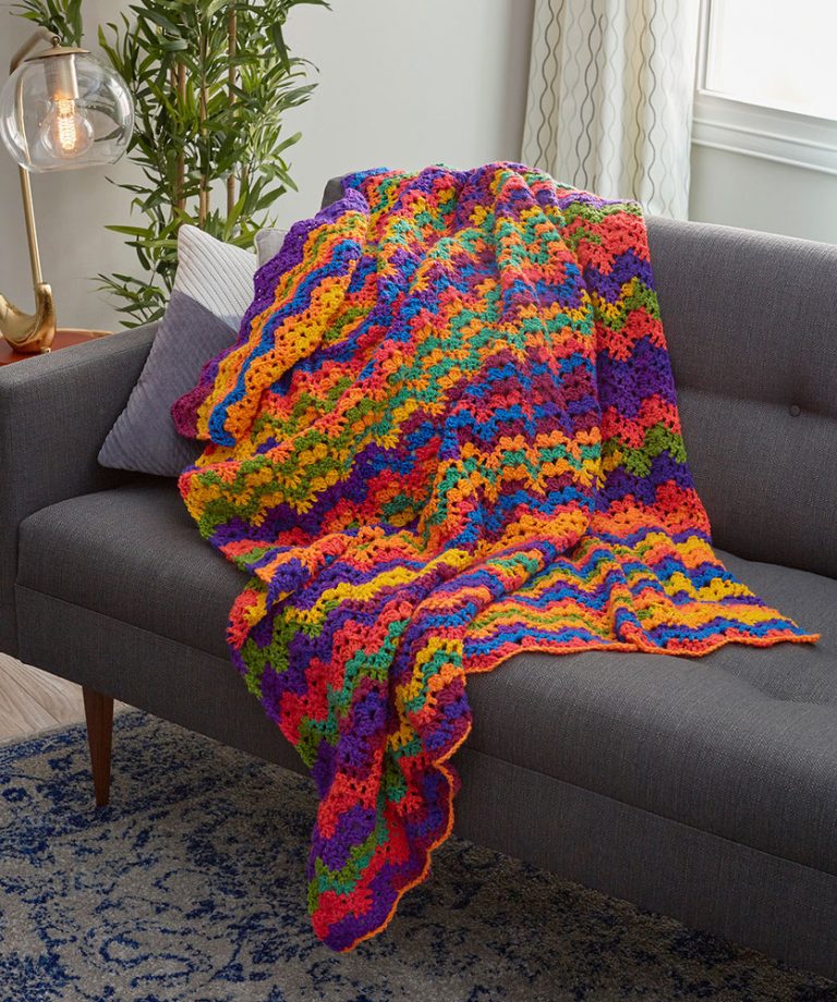 Vibrant Stripes Throw Free Crochet Pattern ⋆ Crochet Kingdom