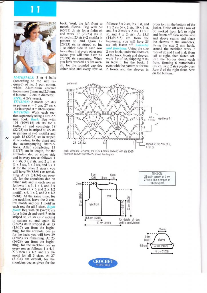 Crochet Pattern for a Girls Crochet Jacket