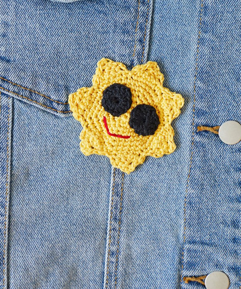 Free Crochet Pattern for a Cool Sun Appliqué ⋆ Crochet Kingdom