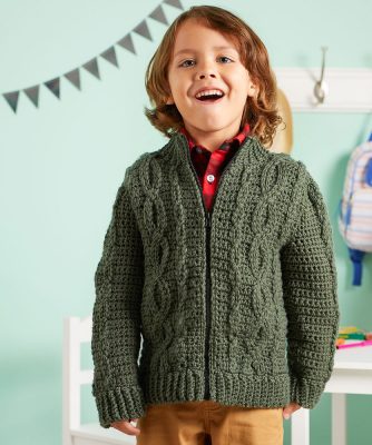 Free Pattern for a Chic Cabled Crochet Jacket for Kids ⋆ Crochet Kingdom