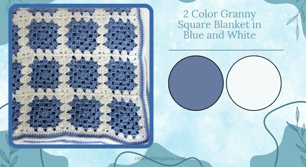 2 Color Granny Square Blanket blue and white