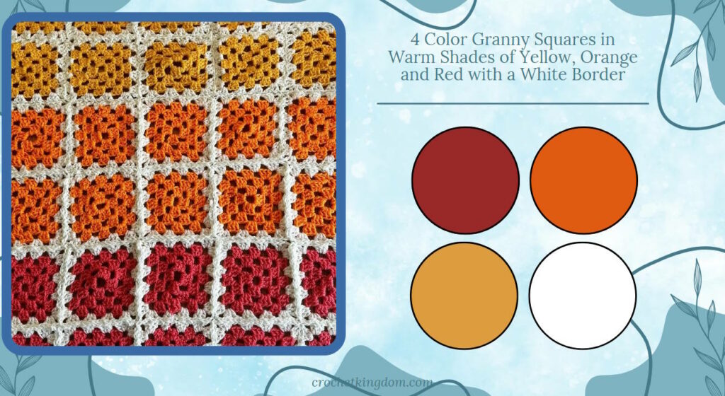 4 color granny square blanket ideas in warm color palette