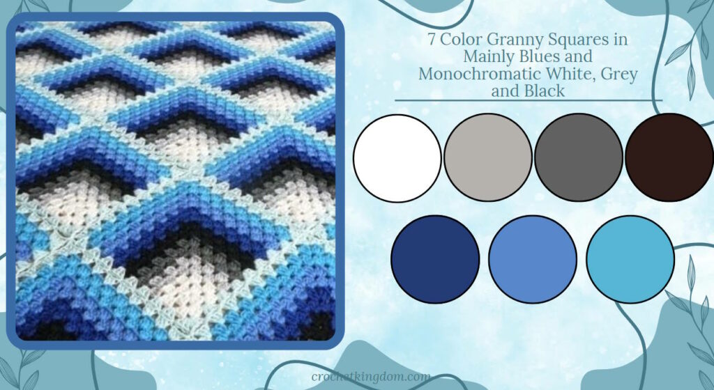 6 color granny square blanket ideas in blue ombre