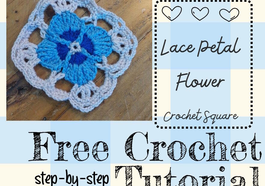 lace petal flower crochet square free pattern