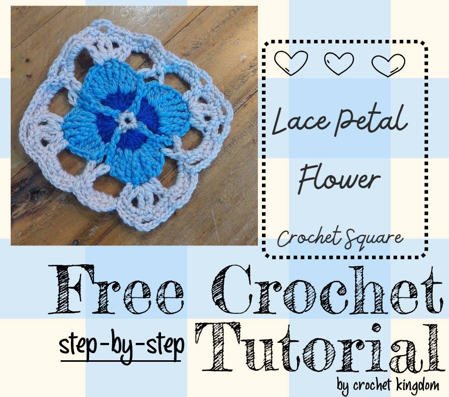 lace petal flower crochet square free pattern