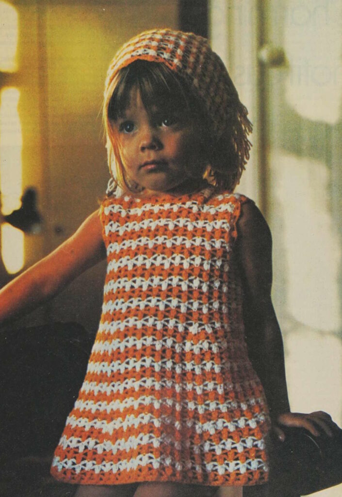 Crochet Pattern for a Girls Dress and Matching Head Scarf