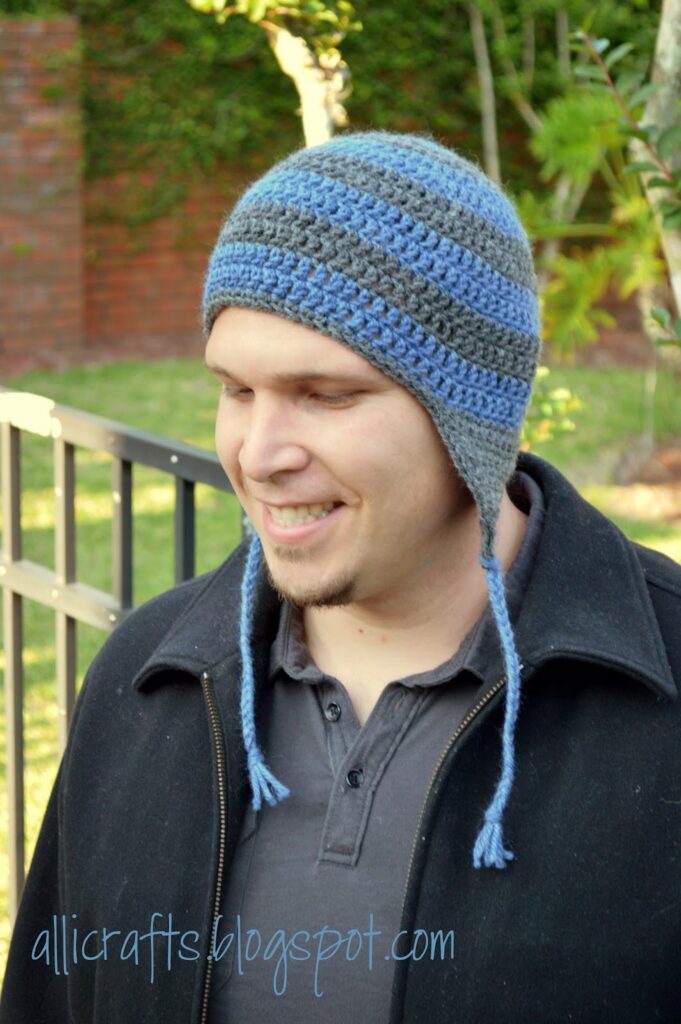 Free Men's Crochet ear flap hat pattern